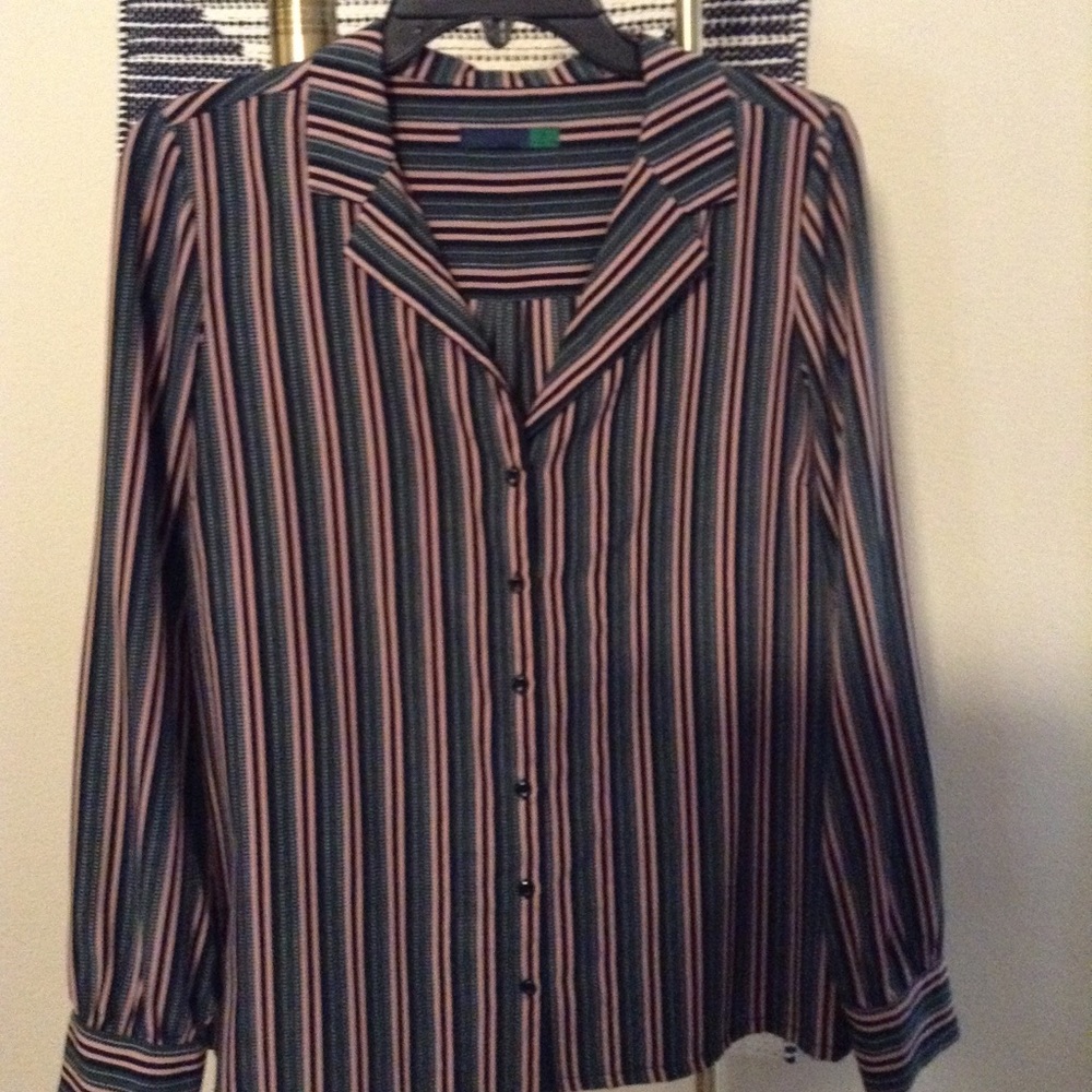 Ava Striped Button Up Blouse